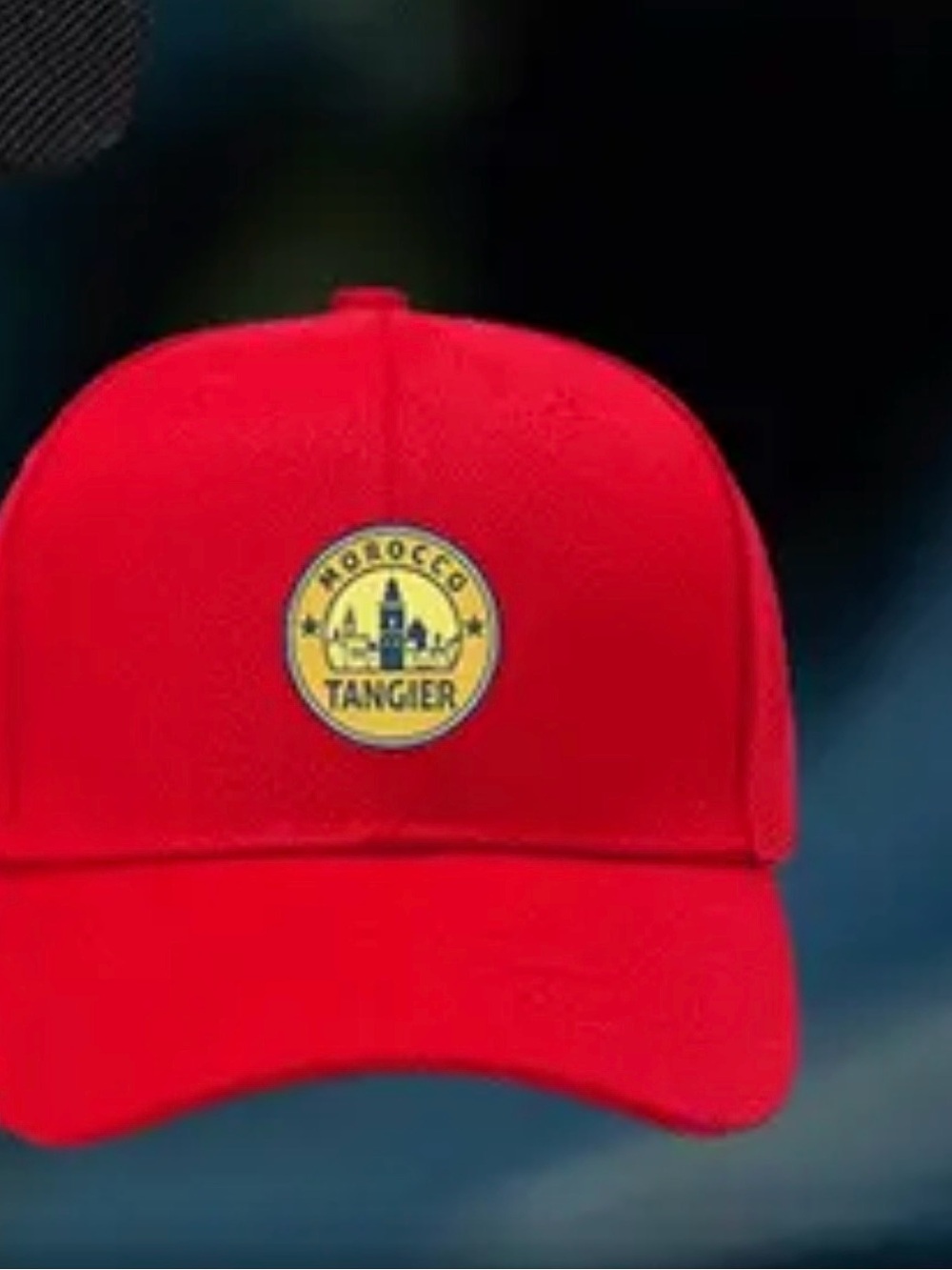 s Red Baseball Cap with Tangier Morocco